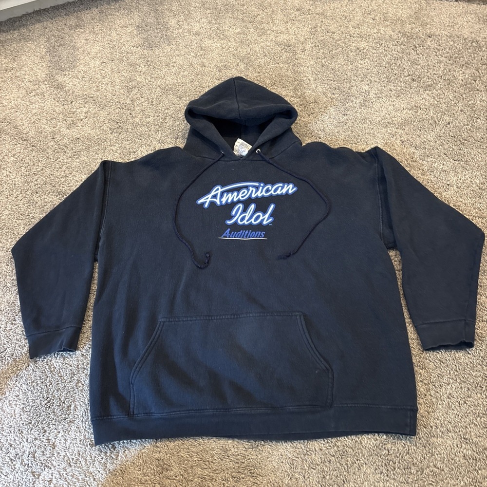 Vintage American Idol Auditions 2003 TV SHOW Heavyweight Hoodie XL Blue RARE